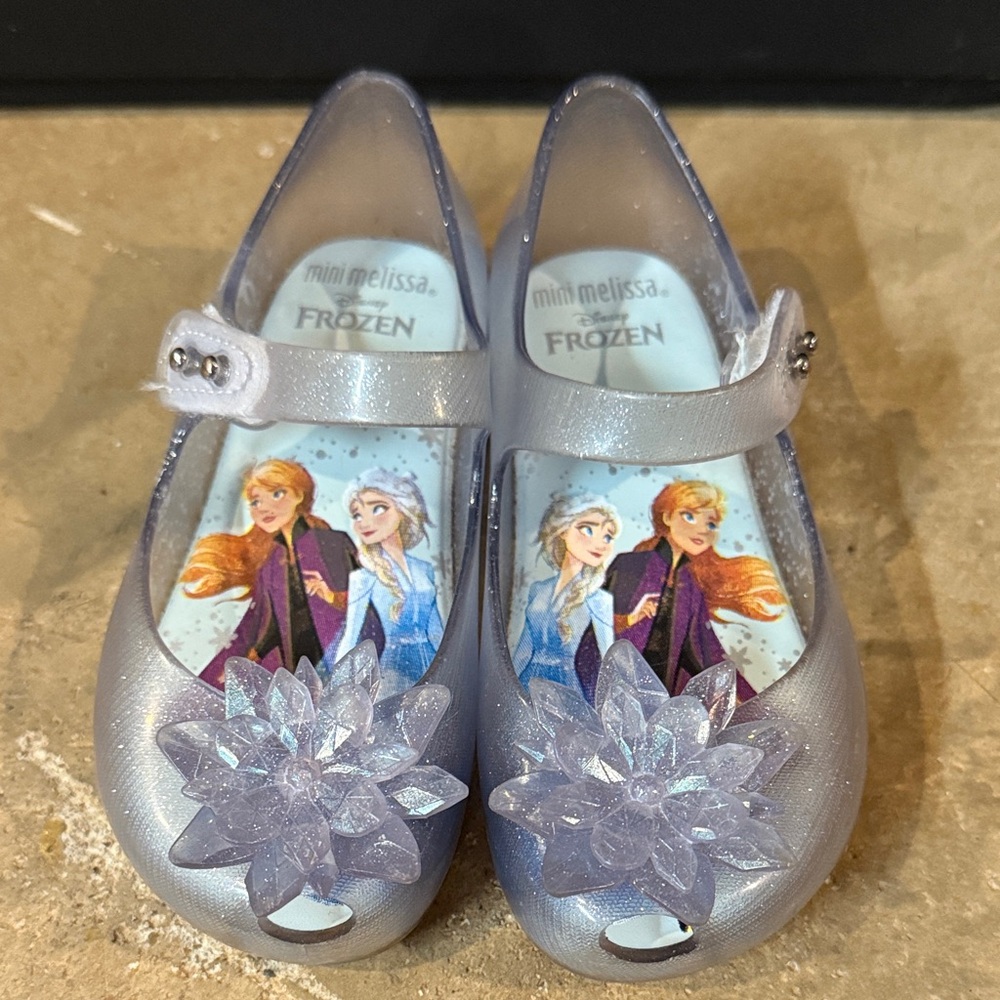 Mini Melissa Frozen Kids Dress Shoes - Glittery Silver
